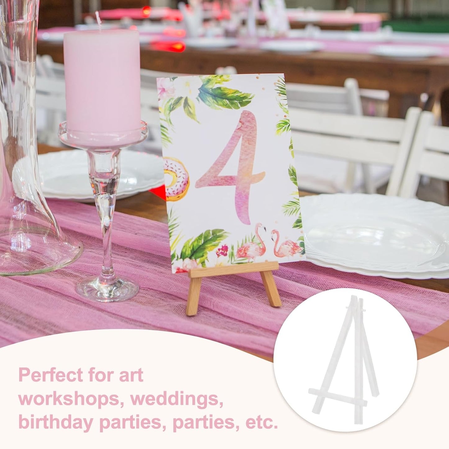 MECCANIXITY Mini Plastic Display Easels, 6.3"x3.4"A-Frame Plastic Painting Tabletop Easels Holder Stand for Photos Cards Artists Beginners Displaying Small Canvases Art(Pack of 12, White)