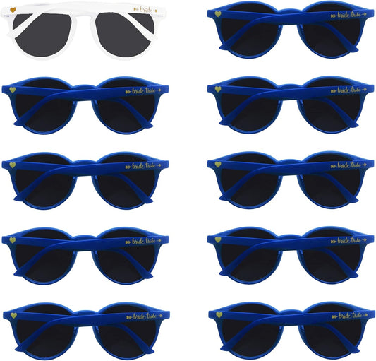 LADY&HOME Bachelorette Party Cat Eye Sunglasses - Bridesmaid & Bridal Shower Supplies, 10pcs Round Weddings Sunglasses