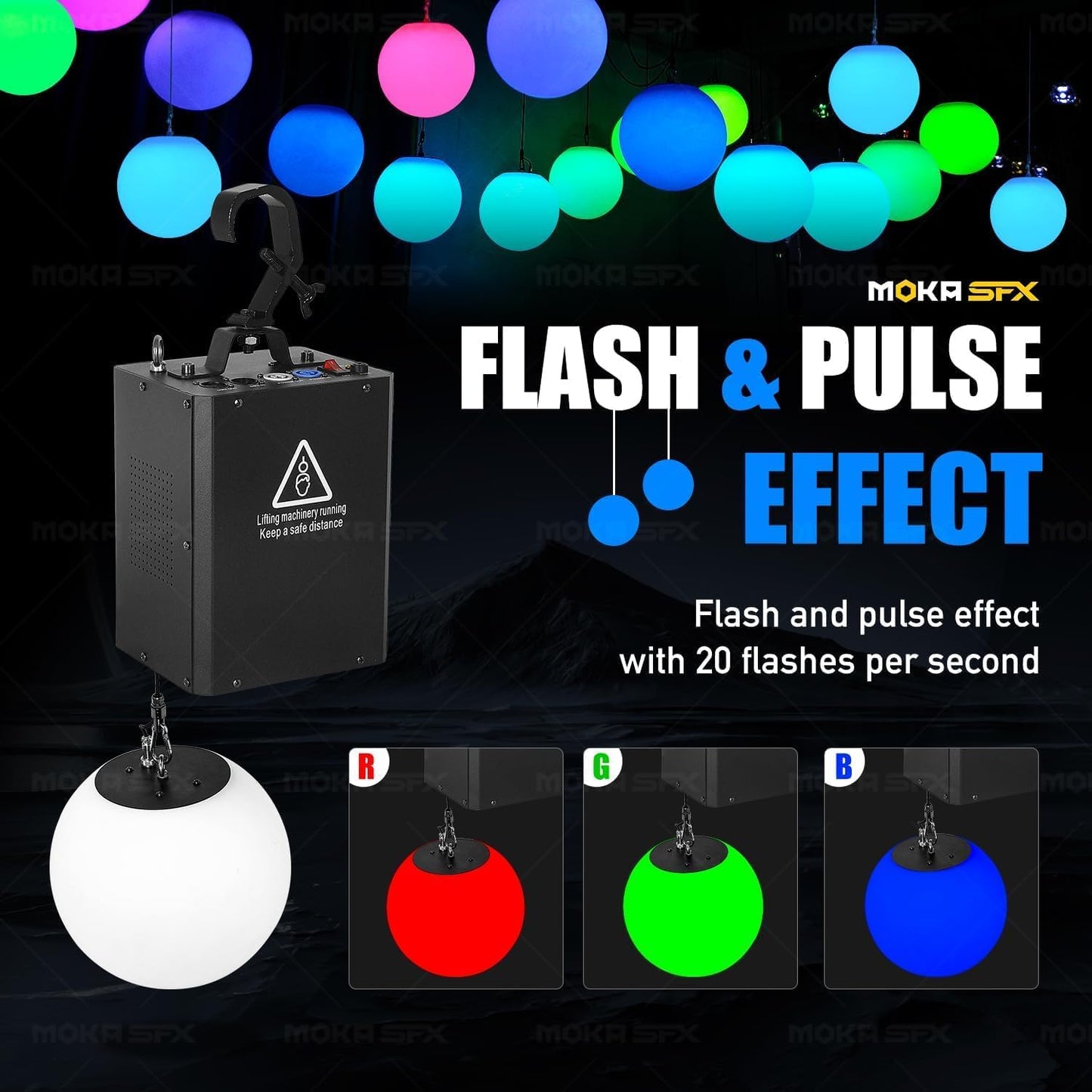 3D LED Light Lifting System DMX RGB LED Light Lift Ball Wave Effect Winch Colorful Kinetic Stage Light Ball for DJ Disco