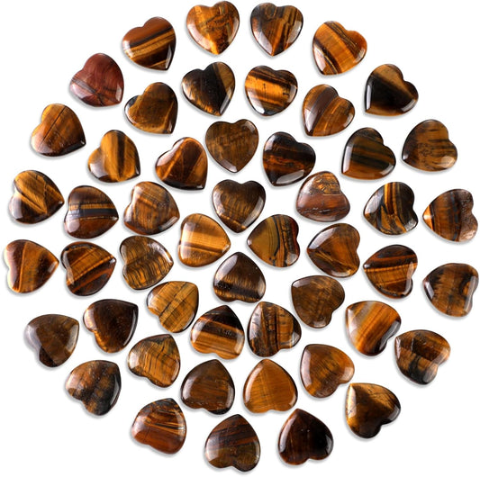 Gerrii 50 Pcs Heart Healing Stone Bulk Quartz Heart Inspirational Stones Gift for Women Love Pocket Polished Natural Energy Balancing Meditation 0.8 Inch(Amber)