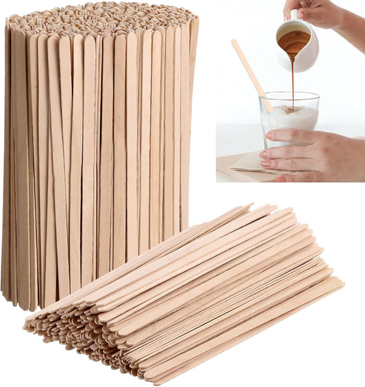 Meanplan 3000 Pcs Wooden Coffee Stirrers 7.5 Inch Disposable Stir Sticks Birch Wood Coffee Stirring Sticks Bar Long Cocktail Drink Stirrers with Round Ends for Hot Chocolate Tea Beverages