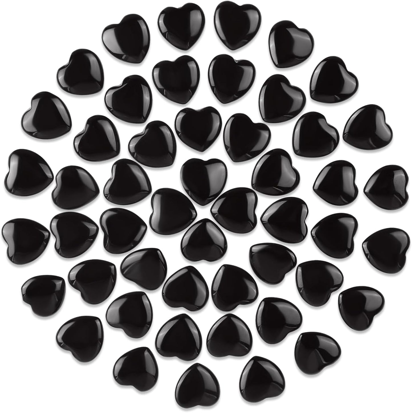 Gerrii 50 Pcs Heart Healing Stone Bulk Quartz Heart Inspirational Stones Gift for Women Love Pocket Polished Natural Energy Balancing Meditation 0.8 Inch(Black)