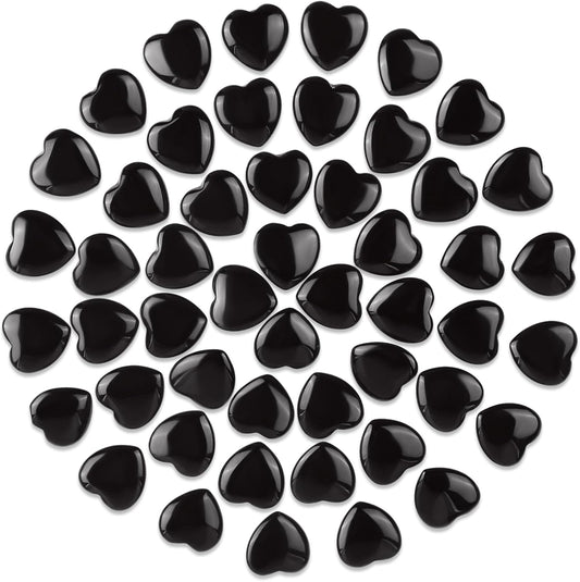 Gerrii 50 Pcs Heart Healing Stone Bulk Quartz Heart Inspirational Stones Gift for Women Love Pocket Polished Natural Energy Balancing Meditation 0.8 Inch(Black)