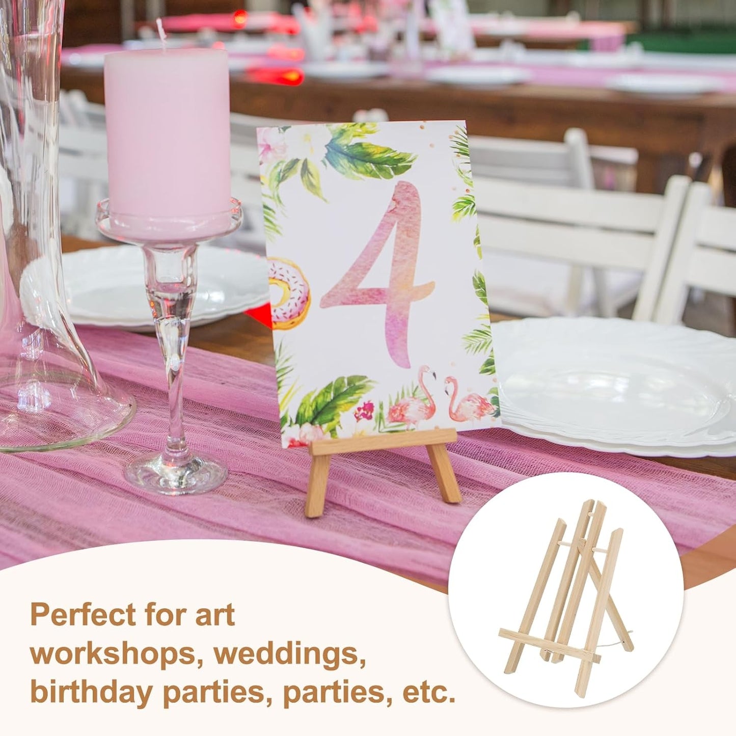 MECCANIXITY Mini Wood Display Easels, 11.8"x5.9"A-Frame Painting Tabletop Easels Holder Stand for Artists Beginners Displaying Small Canvases Art Photos Business Cards(Pack of 3, Wood Color)