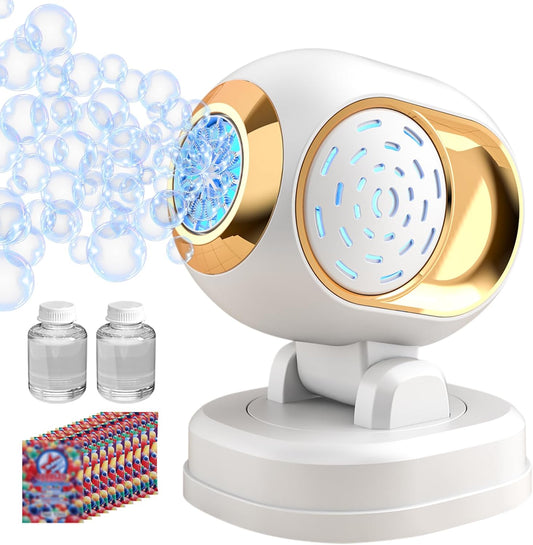 BOMOCO Bubble Machine Battery Operated Durable Bubble Blower Machine Automatic Bubble Machines for Kids Toddlers Parties Wedding Birthday Summer Outdoor Indoor Beach Halloween Favors, White