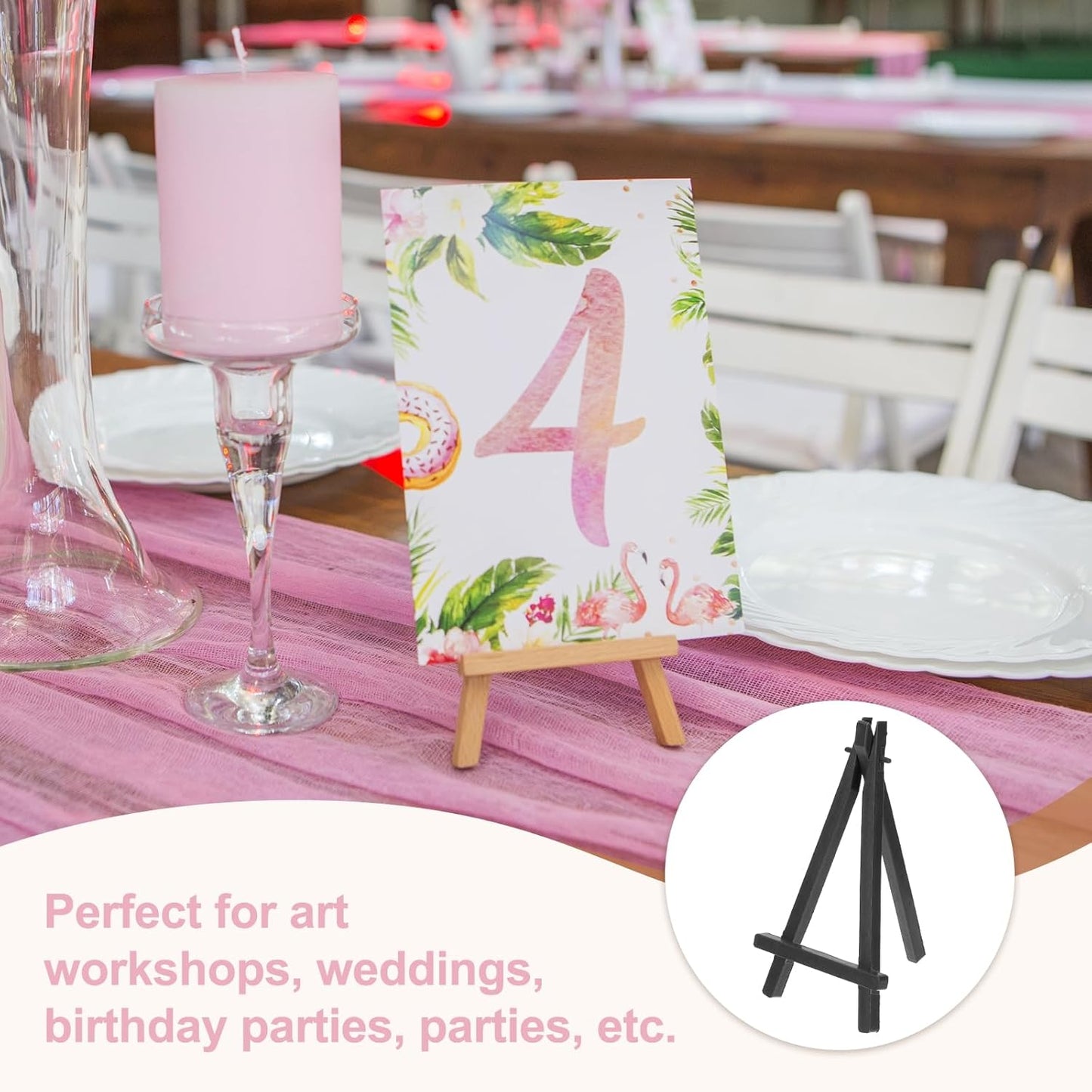 MECCANIXITY Mini Plastic Display Easels, 6.3"x3.4"A-Frame Plastic Painting Tabletop Easels Holder Stand for Photos Cards Artists Beginners Displaying Small Canvases Art(Pack of 12, Black)