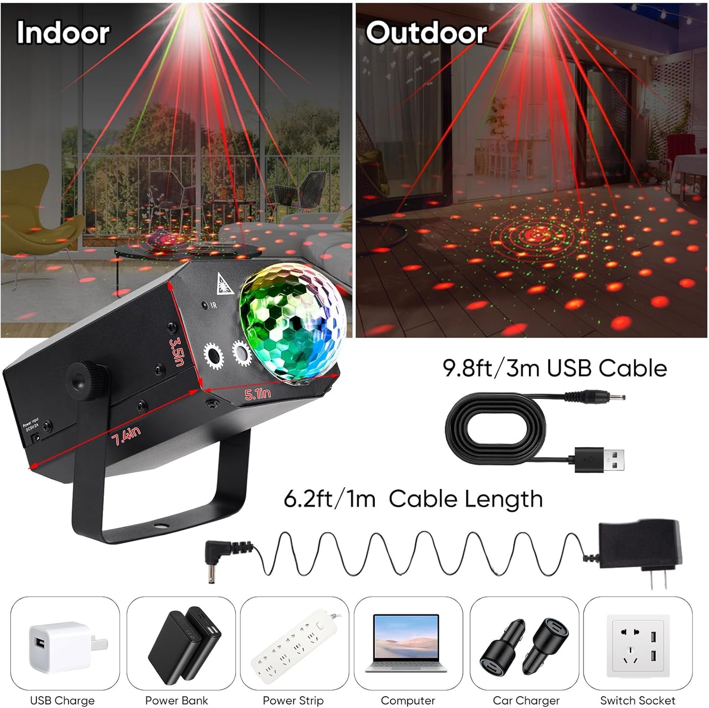 Party Lights DJ Disco Ball Light: LED Stage Laser Light with Sound Activated Remote 72 Patterns - RGB Strobe Lighting Projector for Parties Club Floor Bar Rave Christmas