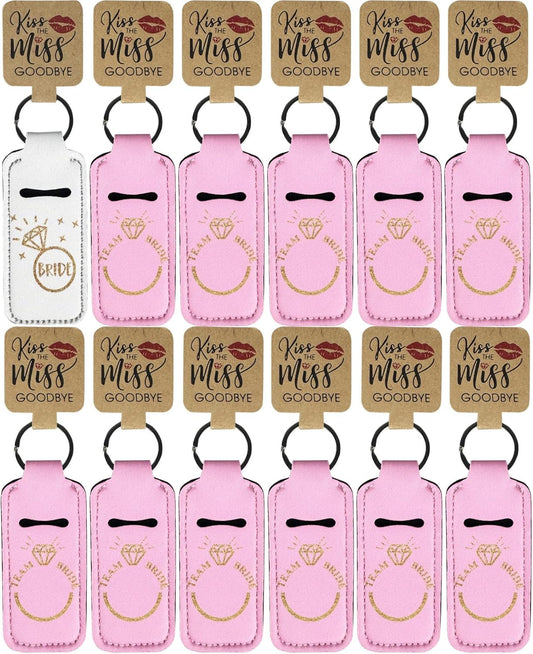 KIDZVEFUN Bridesmaid Proposal Gifts, 12Pcs Chapstick Holder for Bachelorette Party Favors Wedding Bridal Shower Cute Gifts for Women Lip Balm Holder (1 Bride+11Pcs Pink)