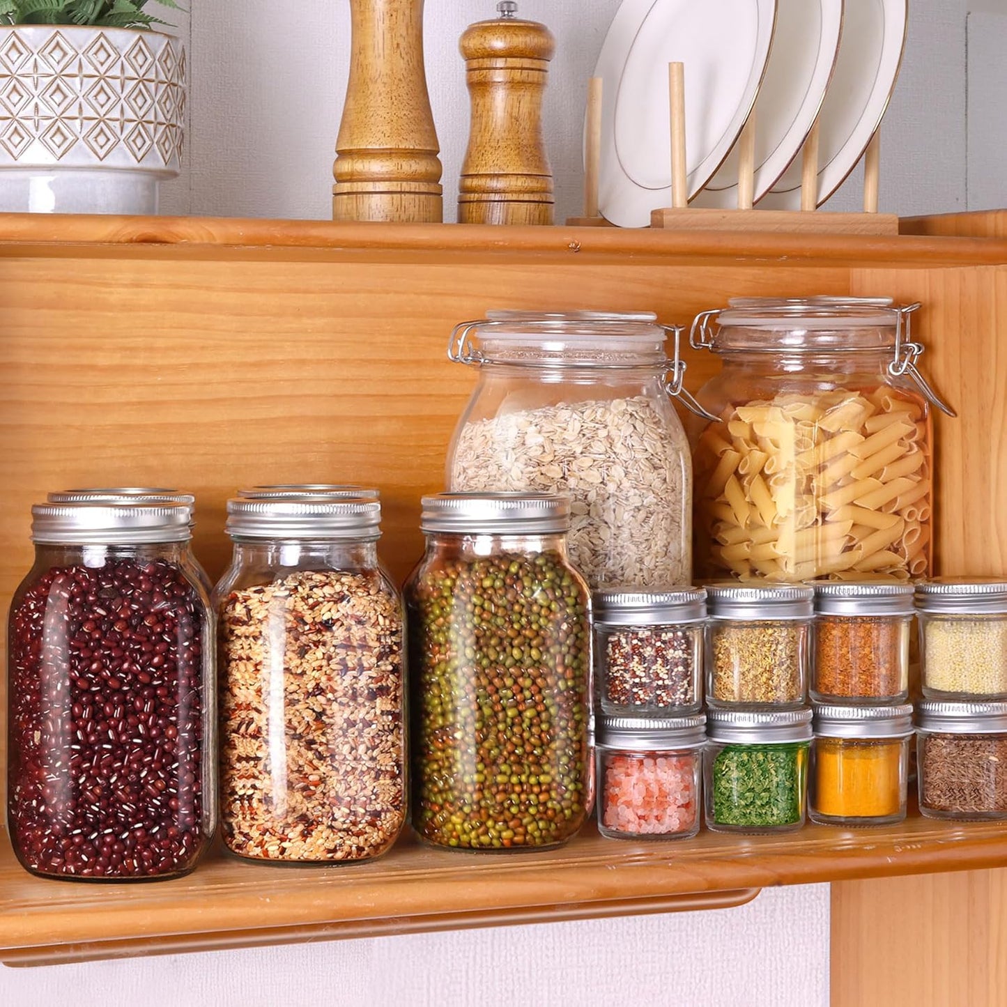 ComSaf 24 oz Mason Jars Regular Mouth 6 Pcs, Large Canning Jars with Seal Bands, 24 oz Glass Jar with Lid for Jams, Sauces, Juice, Coffee, Pickling, Fruit, Dessert, Kitchen Storage