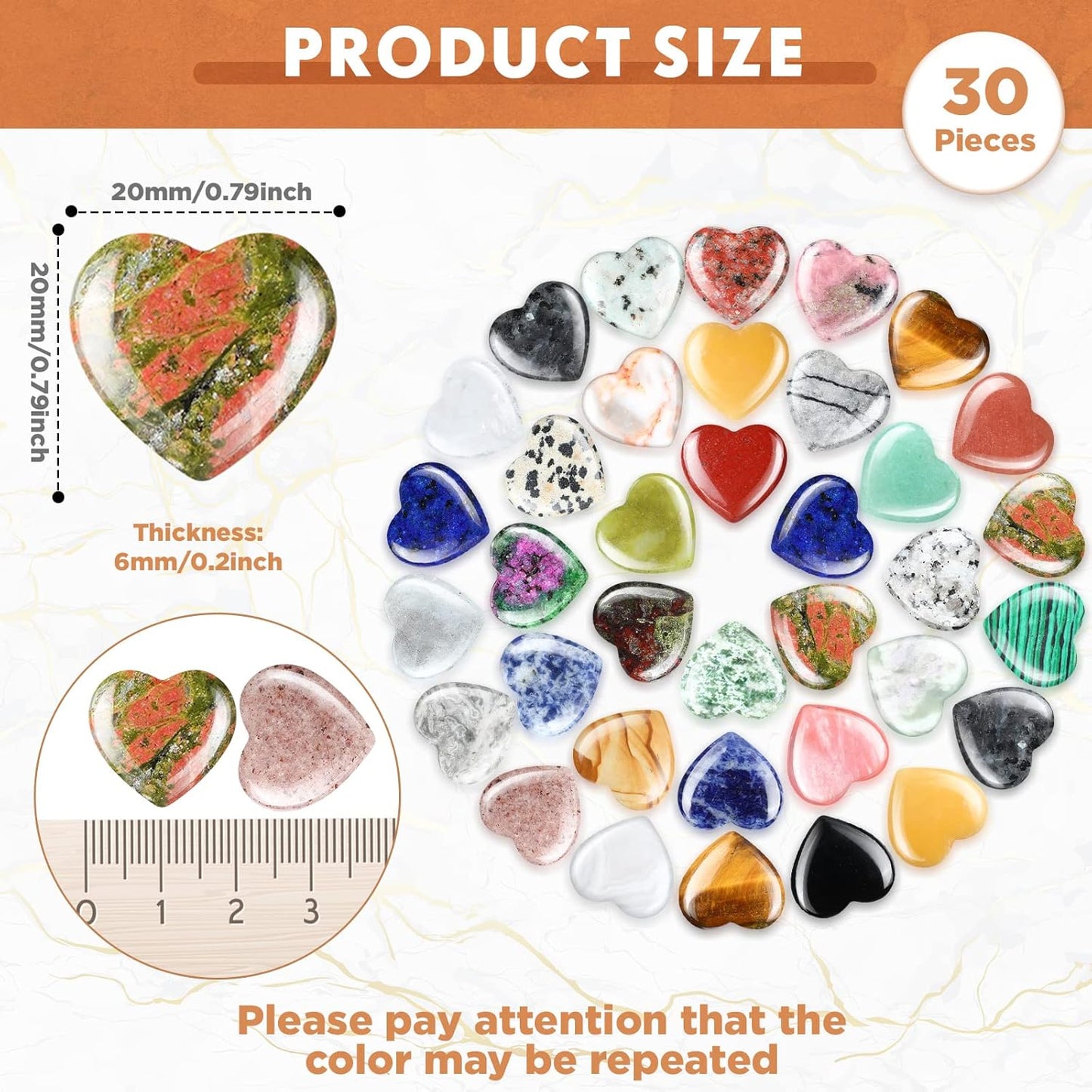 Nuenen 40 Pcs 0.8 Inch Worry Stone Bulk Crystals Heart Shaped Rock Tiny Trinkets Stone Inspirational Healing Crystal Gemstone Love Carved Rock Mom Women