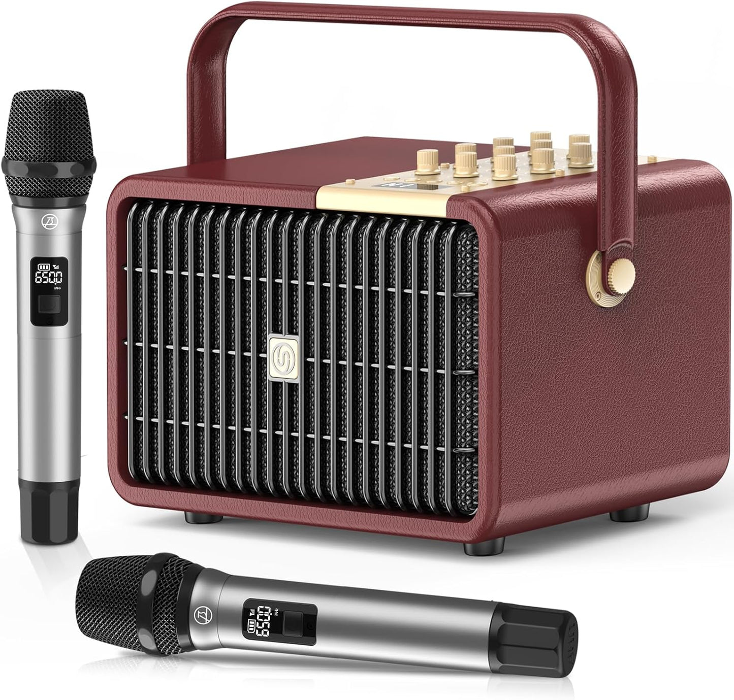 320W Peak Power Karaoke Machine with Rich Deep Bass for Adults Portable Bluetooth Singing PA Speaker System Bass/Treble Adjustment with 2 UHF Wireless Microphones for Home Party Wedding Outdoor