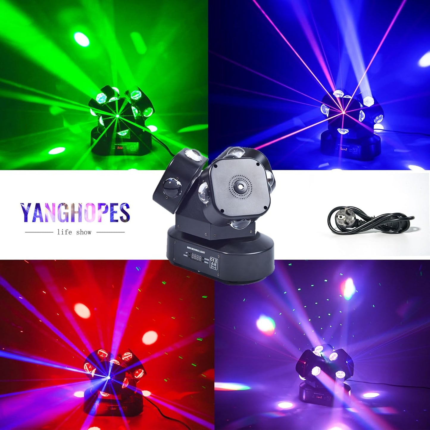 Moving Head DJ Light DMX 512 Strobe Lighting LED with Sound Activated Party RGBW Beam Lights Stage Lighting for Events DJ KTV Disco Wedding Concert Festival (12LED Stage Light w/Special Lights)