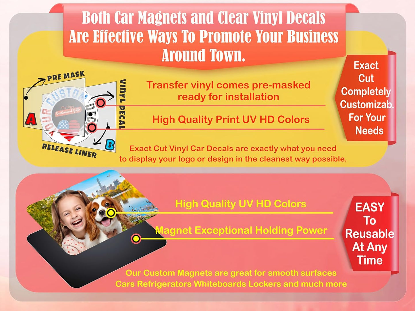 Choose Your Custom Sticker or Magnet ║ (50 Colors + Unlimited Fonts + 55 Sizes) ║ Make Your Own Text or Graphic on Decals or Magnets ║ Waterproof on Car Boat Mugs Window Mailbox ║ Made in The USA