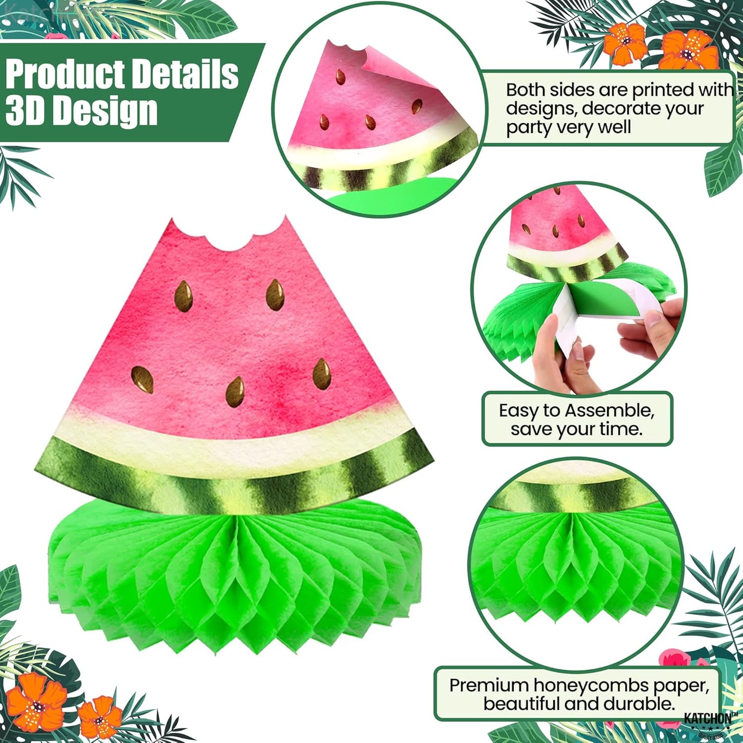 KatchOn, One In A Melon Centerpieces – Pack of 9 | One in a Melon Party Decorations | Watermelon Birthday Decorations, Watermelon Centerpieces for Tables for Birthday, Baby Shower, Summer Party Decor
