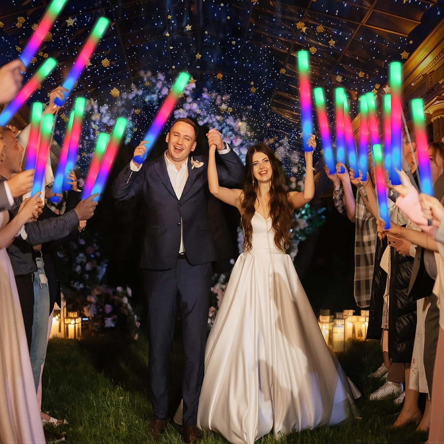 112 PCS Foam Glow Sticks, Foam Light Up Sticks Party Supplies with 3 Mode Colorful Flashing, Glow Sticks Bulk Party Pack, Led Foam Sticks for Birthday, Wedding, Halloween, Carnival, Concert