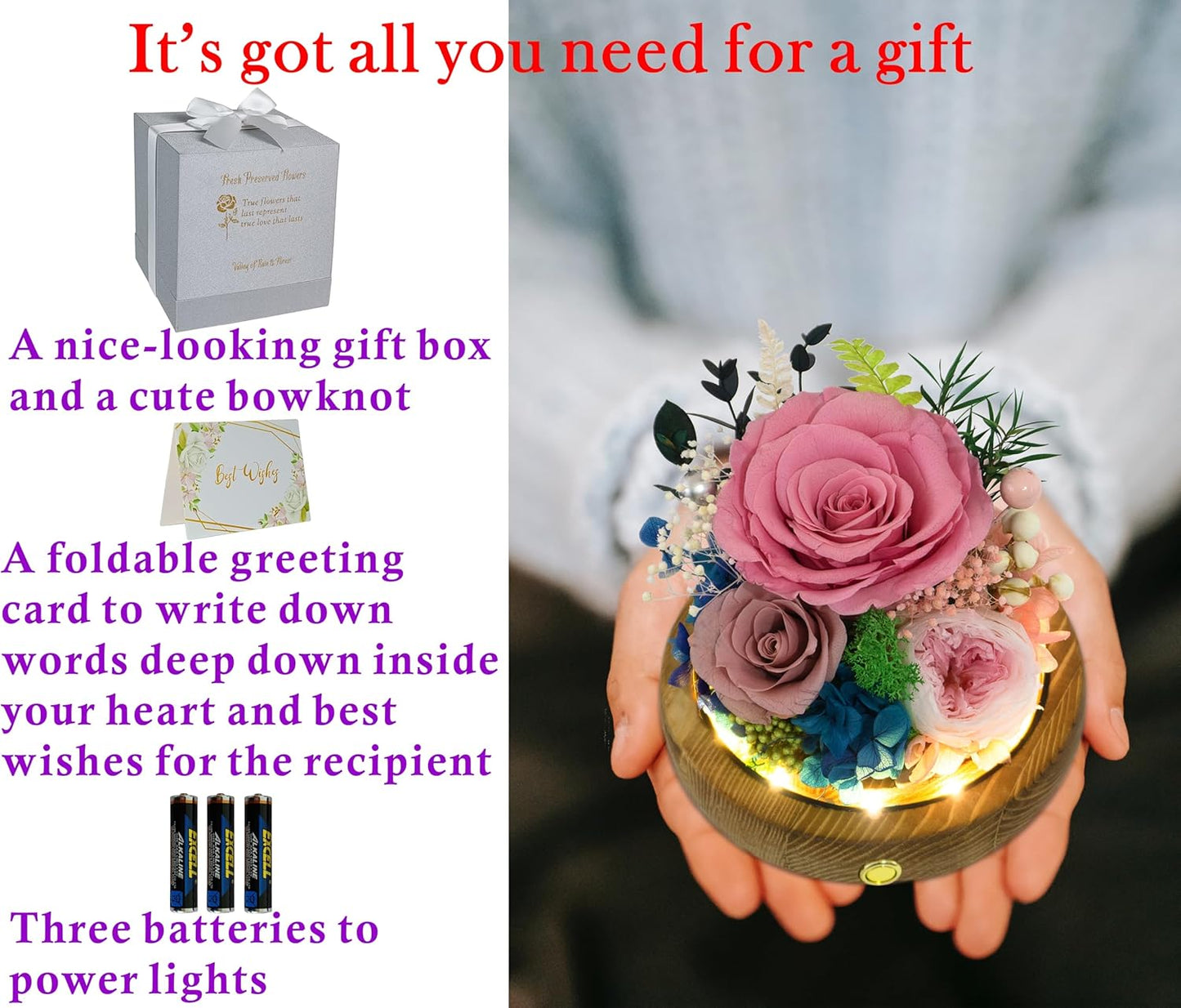 Valley of Rain & Forest Long-Lasting Real Flowers, Unique Floral Gift For you to send Love for All Occasions, for Indoor Decoration (Sweet Pink Rose Arrangement)