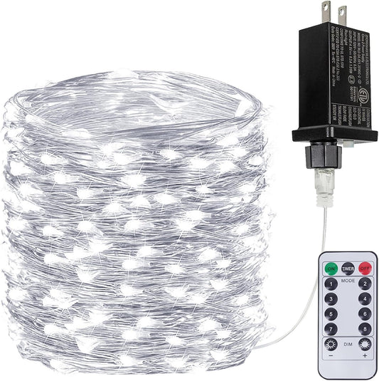 66Ft 200LED Fairy Lights Plug in with Remote, Waterproof String Lights Outdoor & Indoor 8 Modes with Timer, LED Twinkle Lights for Girl's Room Garden Patio Halloween Christmas Decorations (Cool White)