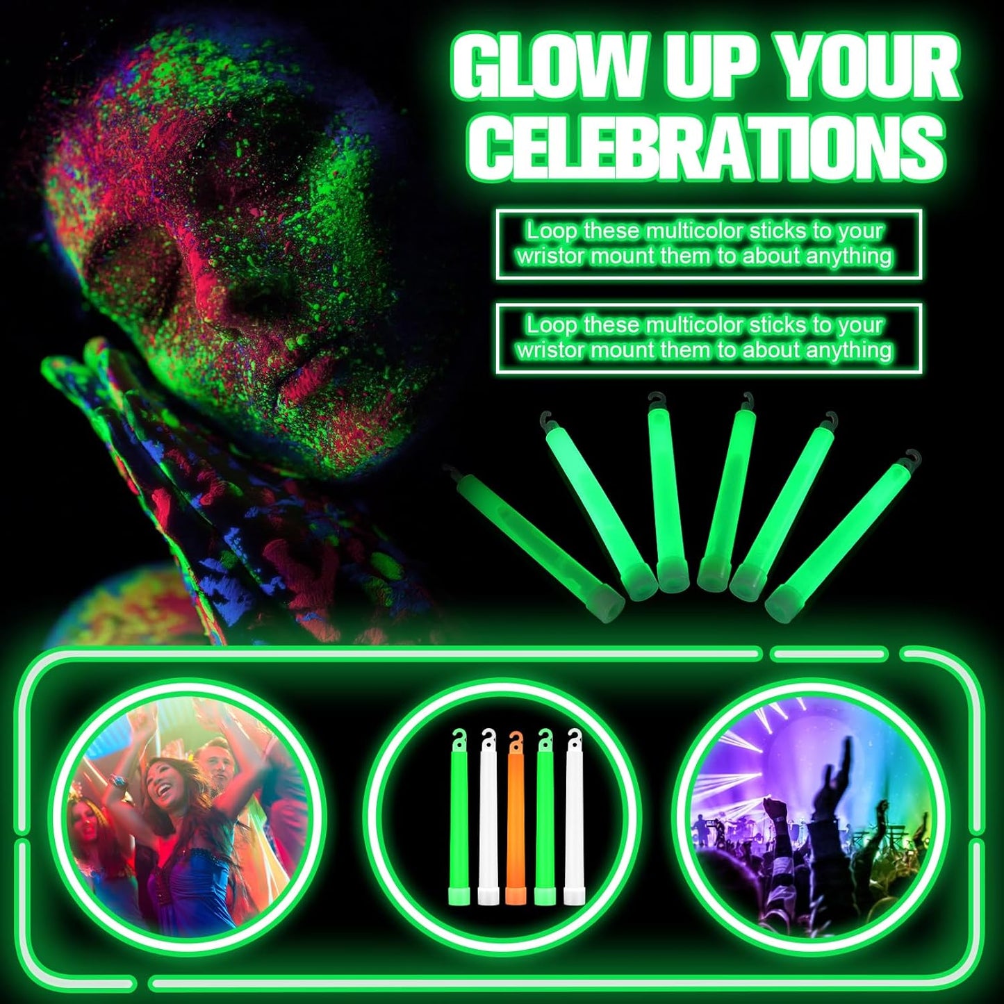 Sotiff 200 Pcs Bright 6 Inch Large Glow Sticks Bulk Emergency Glow in The Dark Sticks with 12 Hour Duration for Camping Hiking Outdoor Parties Activities Survival Storms Blackouts (Green)