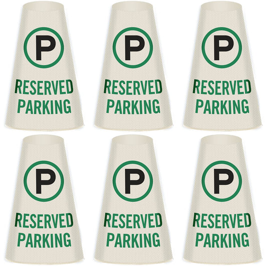 SmartSign 6-Pack 'Reserved Parking' Reflective Cone Message Sleeve Collar with Symbol, 360-Degree Visibility, Vinyl Signs for Traffic Safety Cones, 3-Side Print [Cone Not Included]