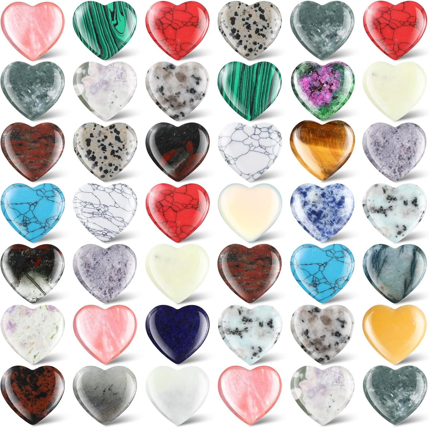 Nuenen 40 Pcs 1 Inch Worry Stone Bulk Crystals Heart Shaped Rock Tiny Trinkets Stone Inspirational Healing Crystal Gemstone Love Carved Rock Mom Women