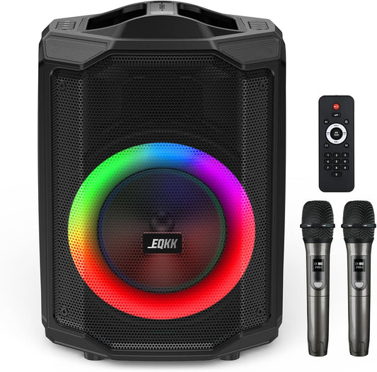 Portable Karaoke Machine for Adults, Bluetooth Speaker with 2 Wireless Microphones New PA System Bluetooth 5.3 Karaoke System with DJ Light for Party and Gatherings (Karaoke)