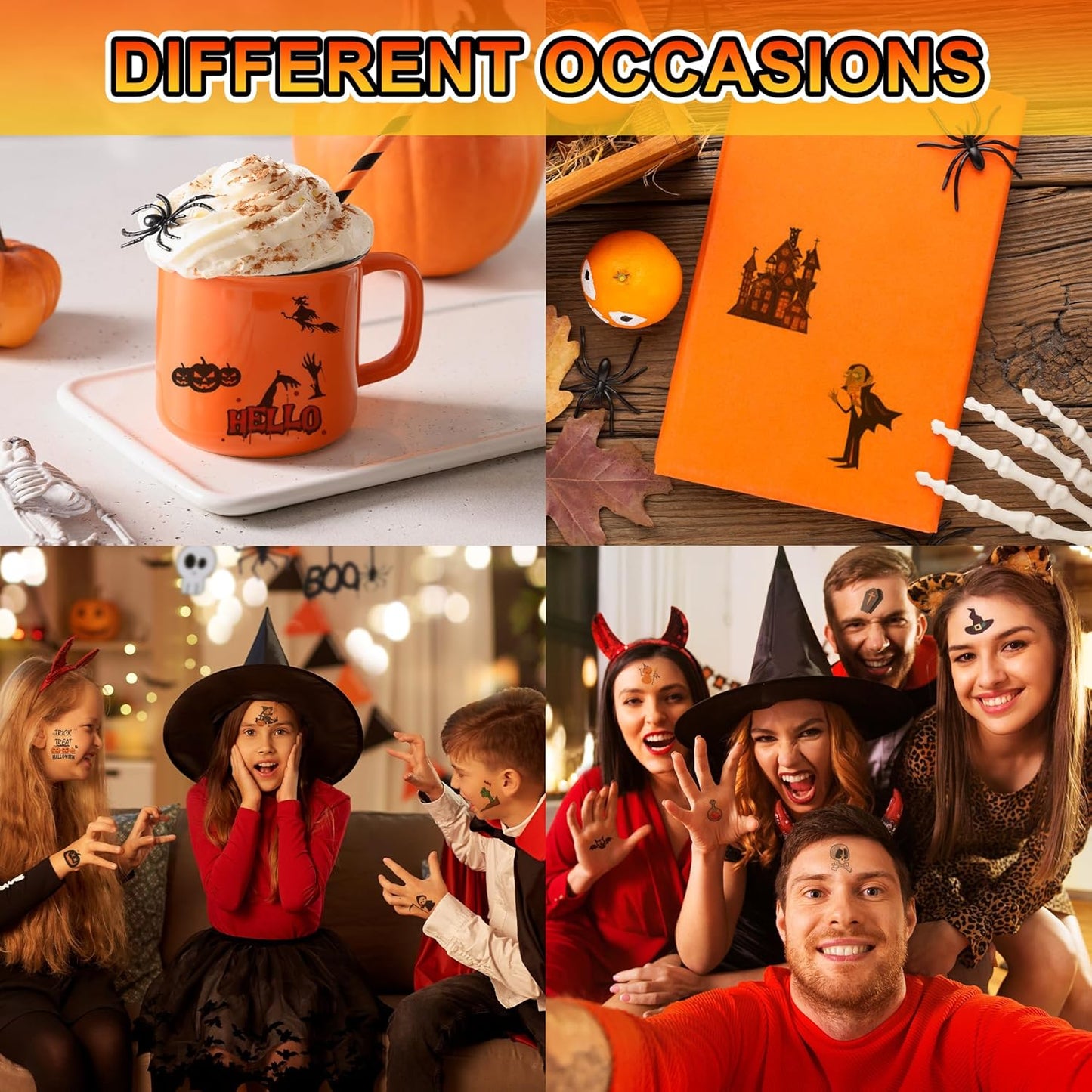 Halloween Temporary Tattoos for Kids – 30 Sheets with Pumpkins, Bats, Witches, and Skeletons – Fun Halloween Party Favors, Trick-or-Treat Goodie Bag Stuffers for Boys & Girls