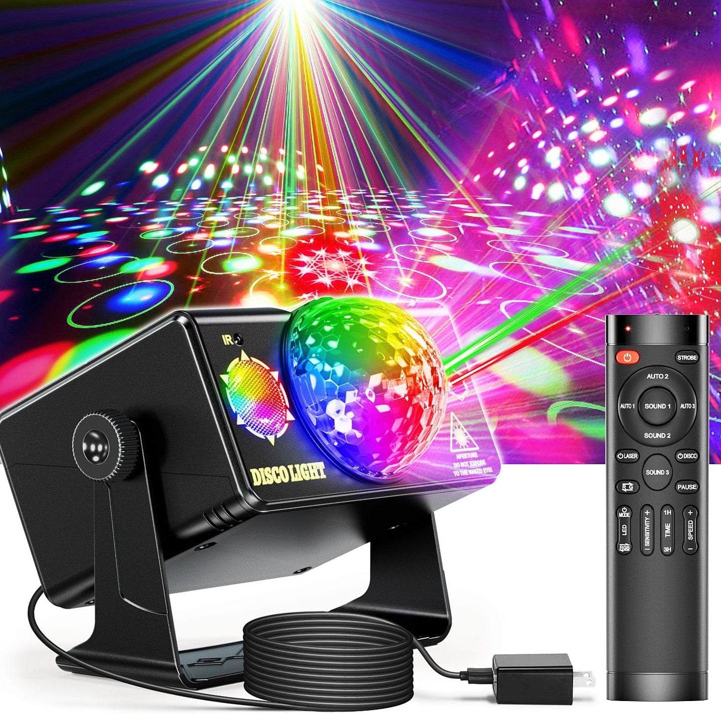 Party Lights, DJ Disco Light Disco Ball Light Sound Activated Strobe Stage Lights for Parties Birthday Christmas Gift Wedding Karaoke KTV Bar Club Pub Dance Home Room Halloween Decorations