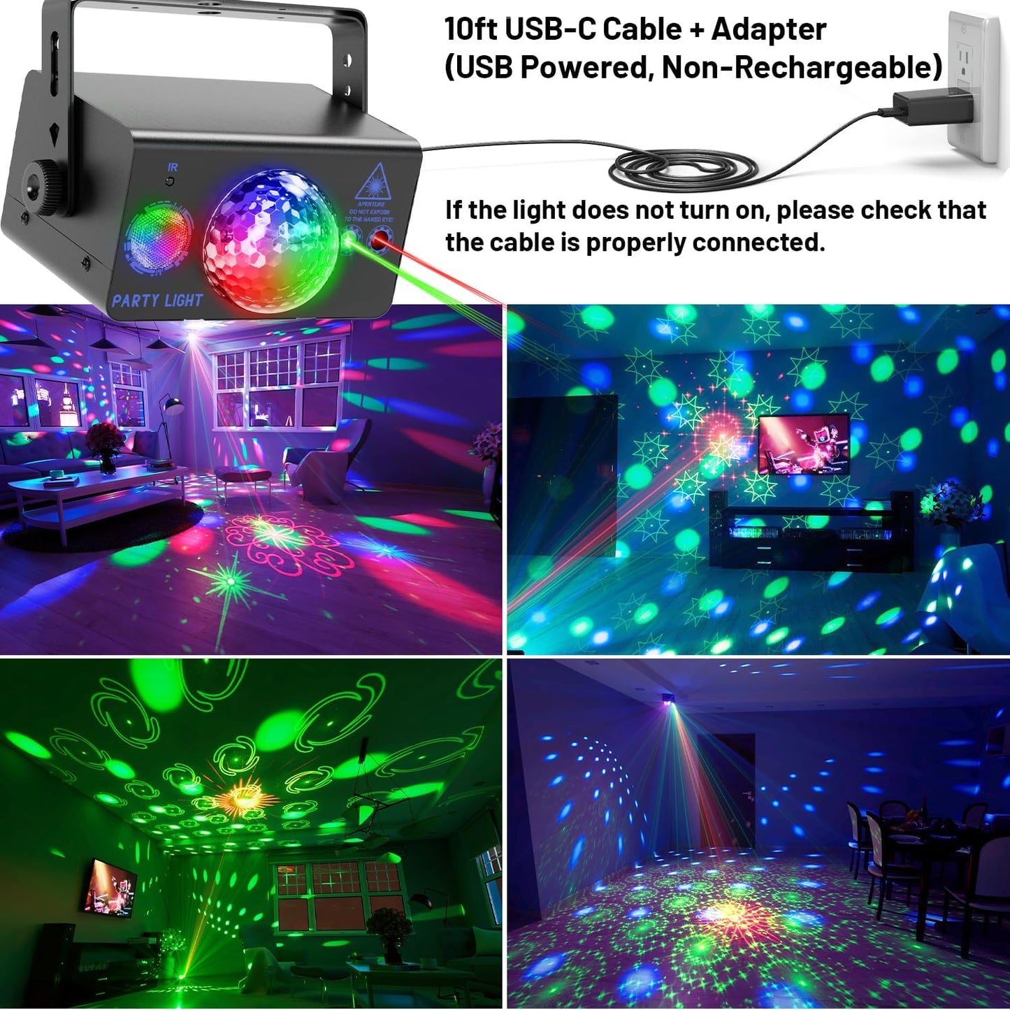 Party Lights Dj Disco Ball Light, LED Stage Strobe Lights Sound Activated with Remote Control for Xmas Club Bar Parties Holiday Christmas Birthday Wedding Home Decoration