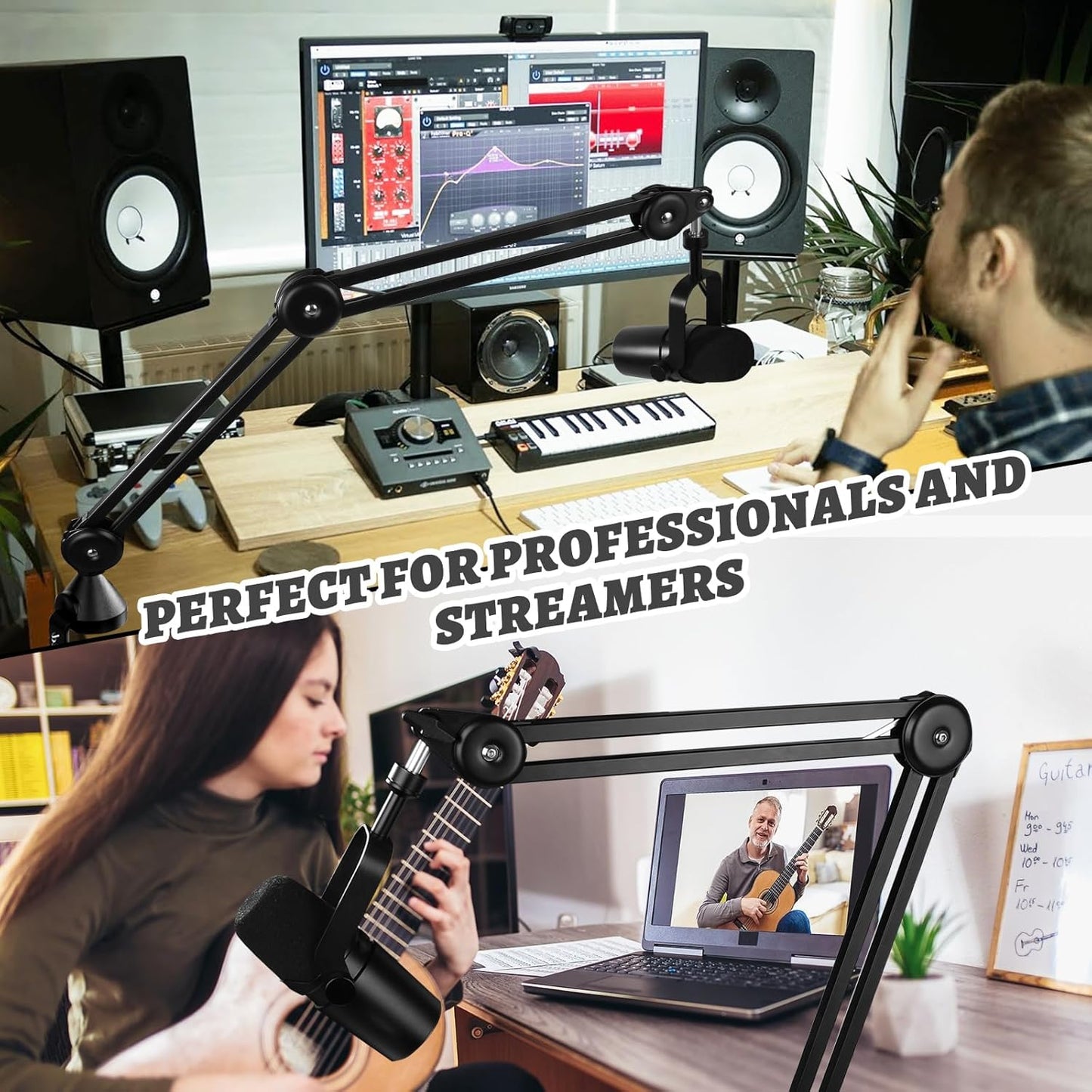 Mic Boom Arm – Heavy-Duty Microphone Stand with Desk Mount Clamp&Microphone Clip Ideal for Podcast & Gaming, Supports 4.4 lbs for Blue Yeti, FIFINE, HyperX, Shure & More