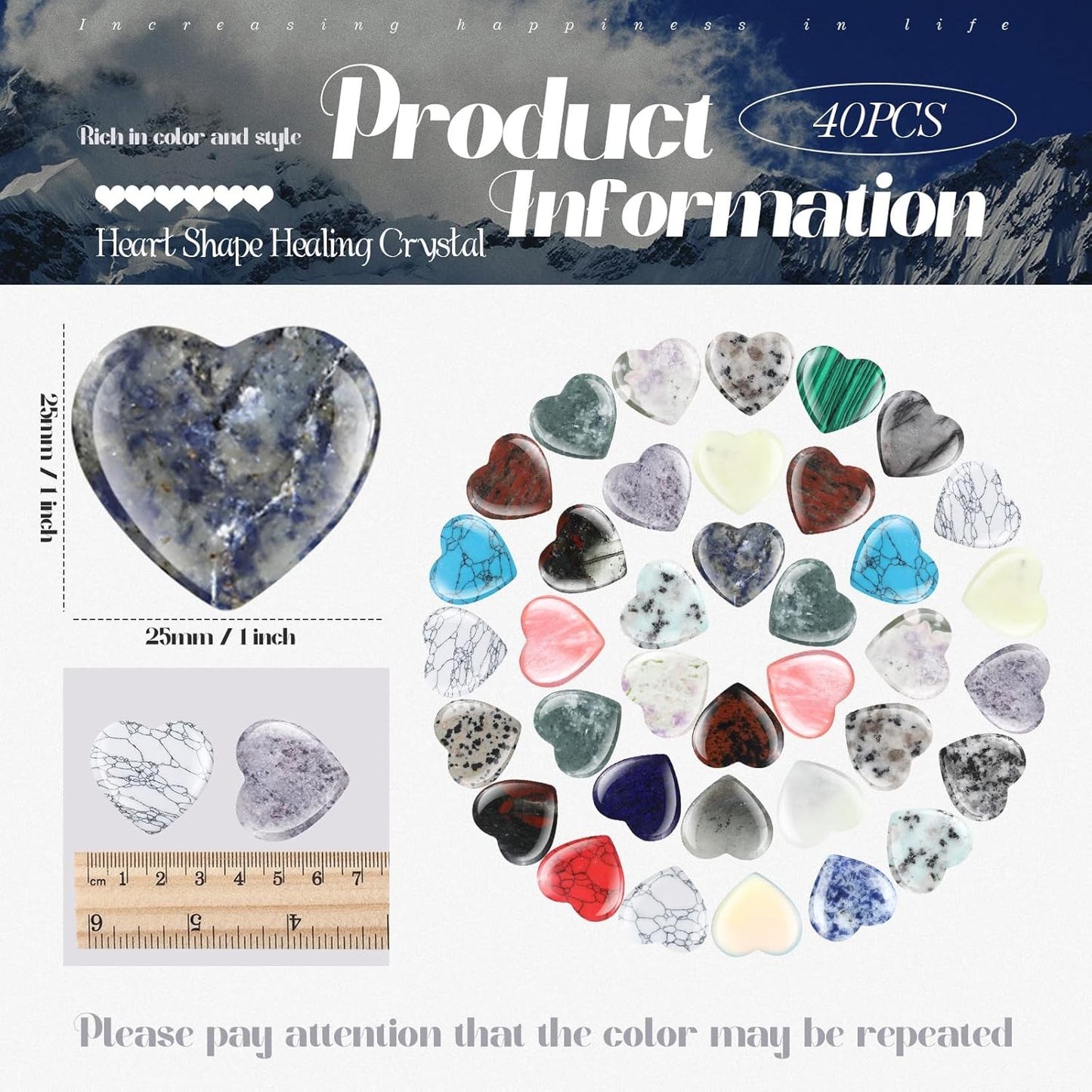 Nuenen 40 Pcs 1 Inch Worry Stone Bulk Crystals Heart Shaped Rock Tiny Trinkets Stone Inspirational Healing Crystal Gemstone Love Carved Rock Mom Women