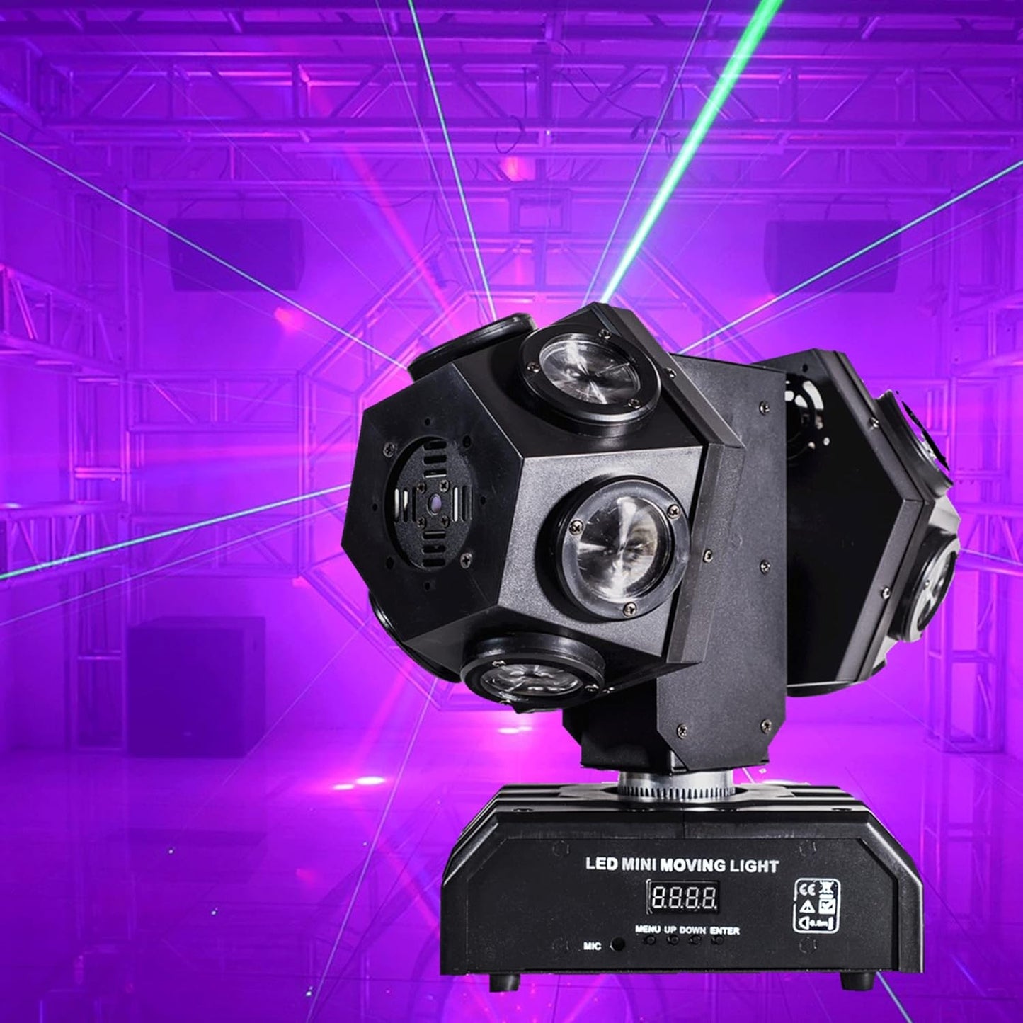 Moving Head DJ Light with Rotating Beam - Stage Light, Sound Activated, DMX512, Perfect for DJ, KTV, Disco, Party, Wedding, Festival