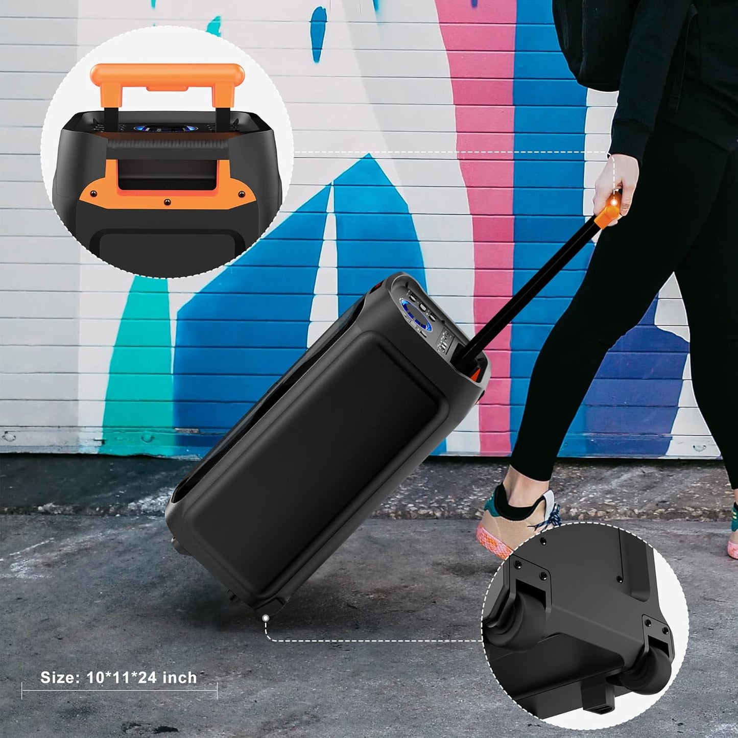 JYX Karaoke Machine with 2 Wireless Microphones, 8" Big Portable Bluetooth Speaker for Adults with RGB Light PA System Treble & Bass, Support TWS/USB/AUX/TF Card/REC, for Home Party Outdoors