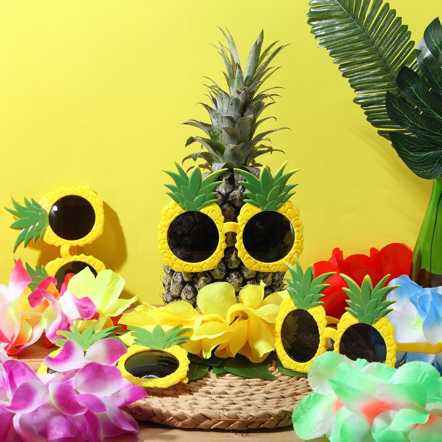 6 Sets Hawaiian Table Centerpieces Pineapple Luau Party Table Decorations Tropical Decor for Beach Summer Party