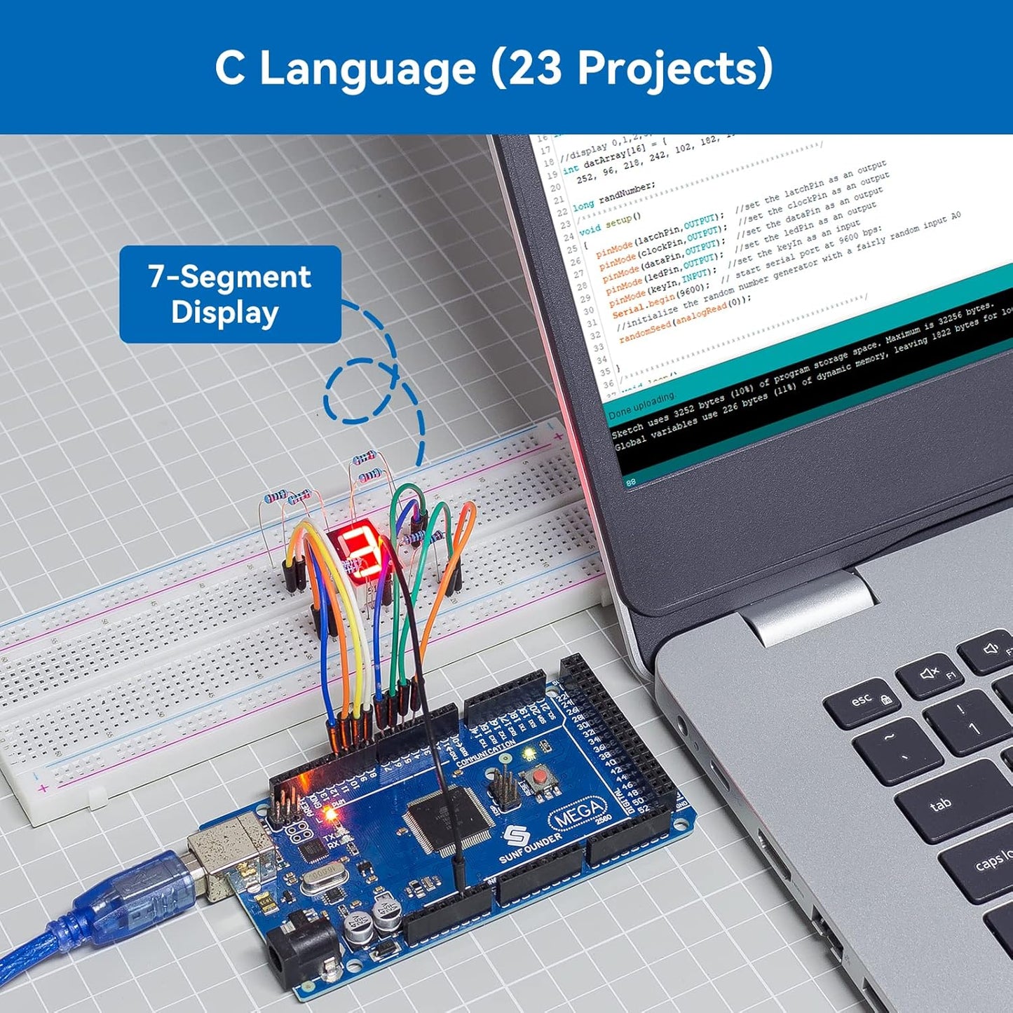 SunFounder The Most Complete Starter Project Kit Compatible with Arduino IDE Mega 2560 R3 Mega328 Nano Mega2560, Scratch Coding, Included 42 Online Tutorials