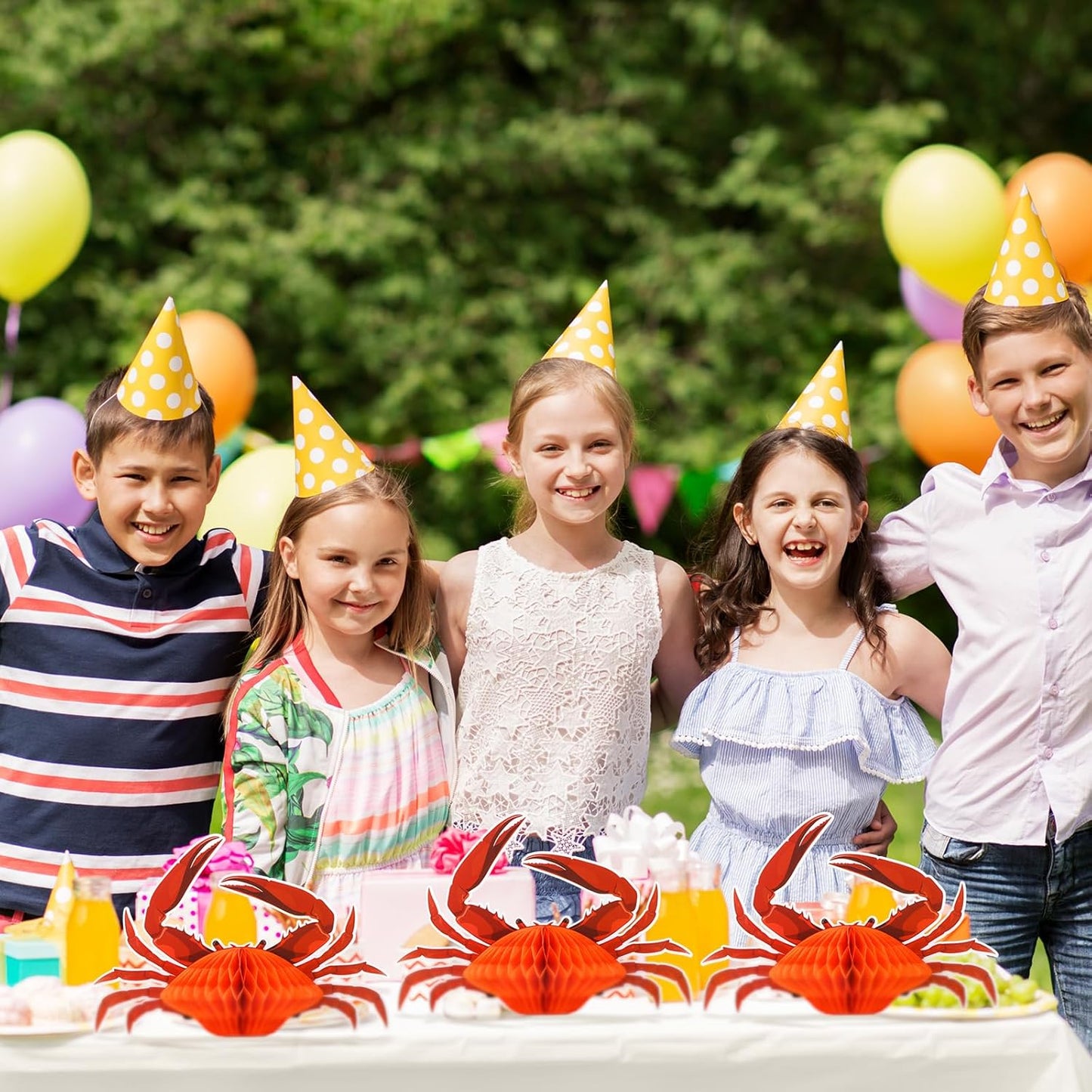 Jetec 6 Pcs Tissue Crab Lobster Honeycomb Centerpiece Hanging Crab Lobster Party Decorations Table Decor for Summer Sea Animal Beach Birthday Party Supplies(Crab)