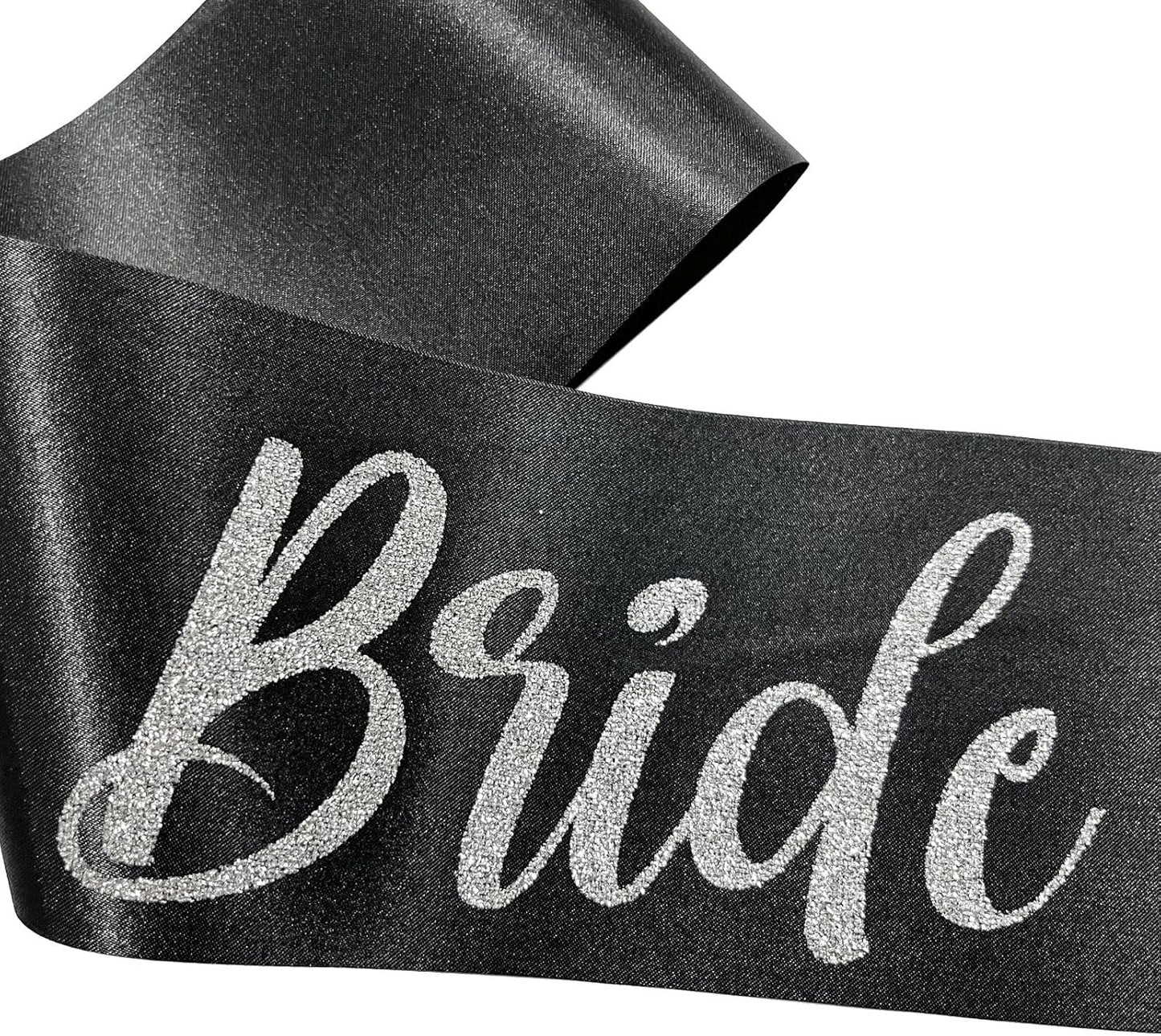 Silver and Black Bride Sash, Bride Sash Bachelorette Party Bridal Shower Sashes Bachelor Decorations Just Married Gift Engaged Decor Accessories,Black