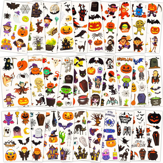 Tattoos for Kids, 300+ Mixed Styles Halloween Temporary Tattoos Stickers Set for Girls and Boys, Tattoos for Kids Birthday Party Decorations Supplies Halloween Goodie Bag Fillers