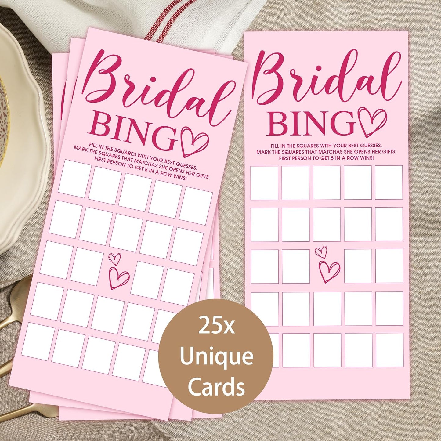 Wedding Party Games, Find The Guest Bingo Cards, 25 Pink Bridal Shower Games for Wedding Reception, Bachelorette, Engagement Party, Minimalist Guest Interaction Activity Cards-A08