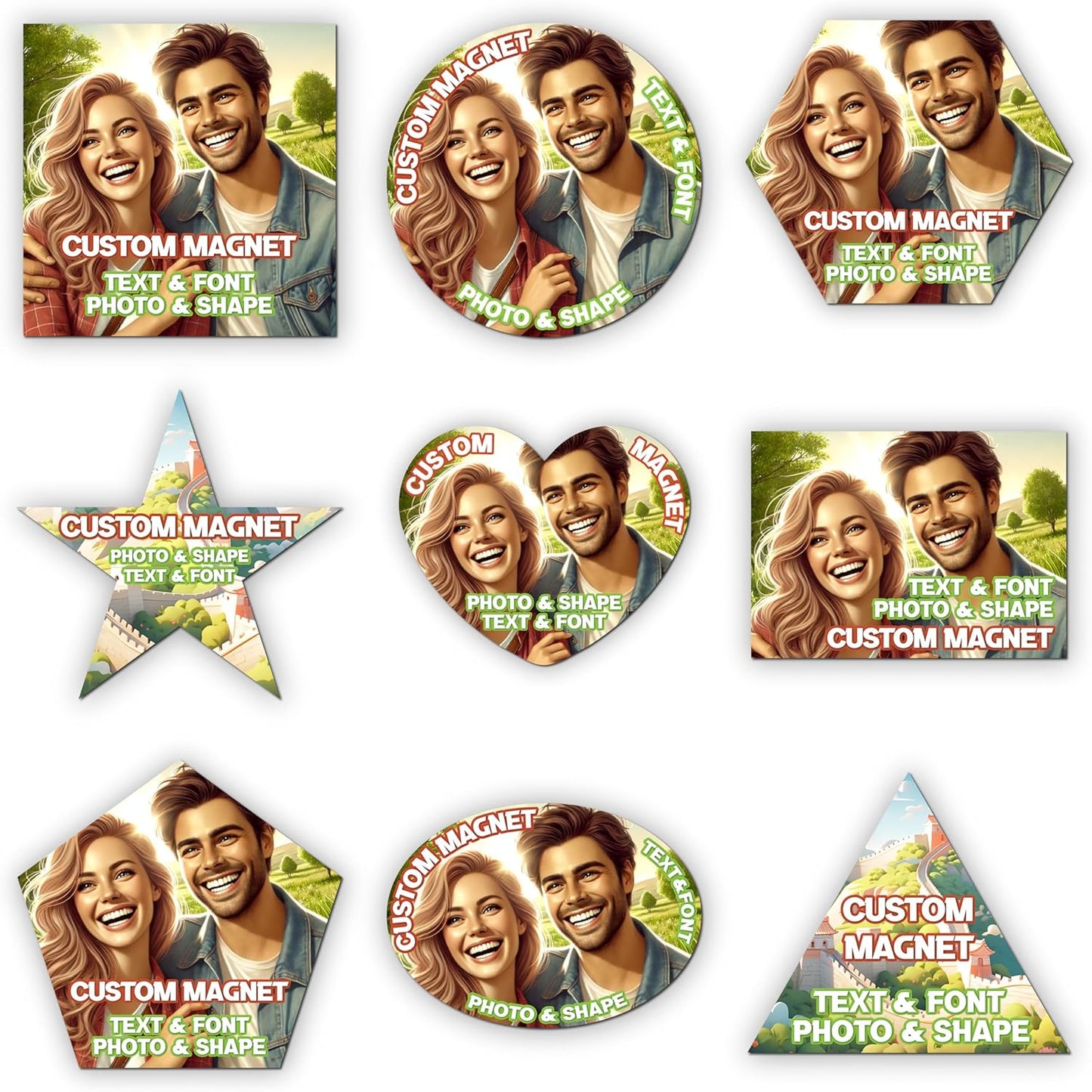 KETABAO – 14" Customizable Triangle Magnetic Photo Magnet - add Your Image to Your Refrigerator, Storage Cabinet or car Magnet